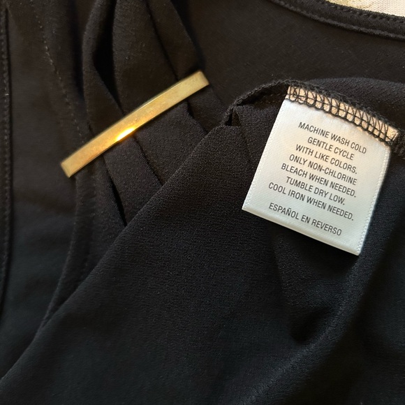 Dressy black sleeveless cowl neck top with sewn on embellishment - Picture 3 of 5